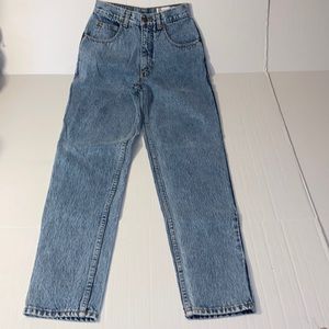 Lawman Juniors Size 7 High Waisted Tapered Leg Denim Blue Jeans